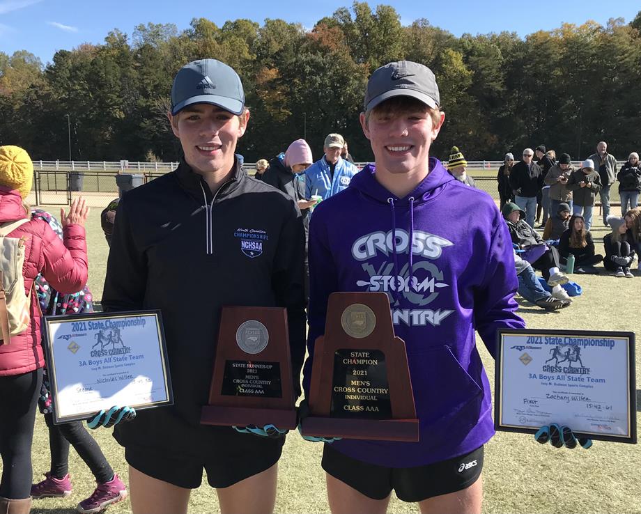 Stuart W. Cramer High School senior Zachary Willer won the 3A individual state championship in cross country. His twin brother Nicholas Willer took second place.